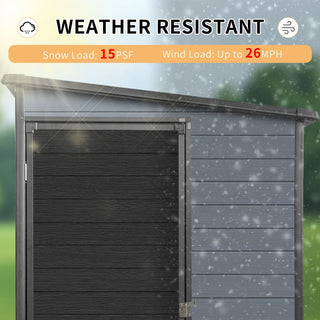 4x8 FT Outdoor Resin Storage Shed with Floor, 2 Windows & Lockable Door – Plastic Garden Shed for Tools, Bikes & Trash Cans