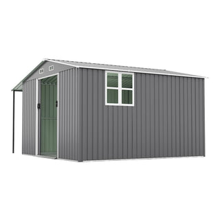 10x12 Ft Outdoor Storage Shed, Extra Large Metal Shed with Lockable Doors, Windows, Outside Steel Tiny House Ideal for Garden, Backyard, Patio Utility, Tool Storage, Chicken Coops