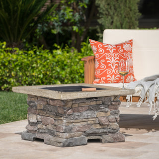 28" MGO Wood Burning Outdoor Fire Pit with Lid - Stone Gray