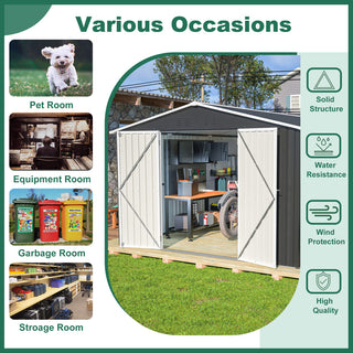 10 x 12 FT Outdoor Metal Storage Shed, Heavy-Duty Utility Tool Shed with Reinforced Frame & Lockable Double Doors for Garden, Backyard & Patio