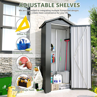 Small Metal Garden Storage Shed, Waterproof Galvanized Steel Tool Shed with Lockable Door