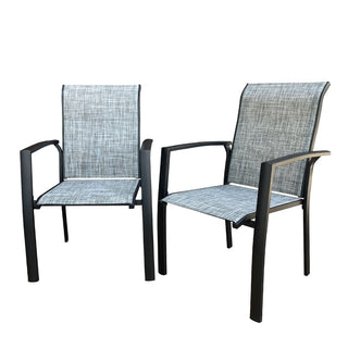 2-Piece Outdoor Patio Chairs – All-Weather Metal Dining Chairs for Garden & Poolside, Black or Cream Frame