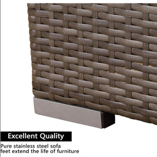 2-Piece All-Weather Outdoor Rattan Patio Furniture Set with 25.2 Inches Width Armless Sofa & Coffee Table