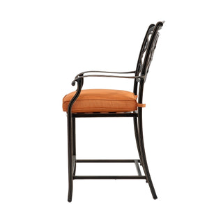 6-Piece Cast Aluminum Bar Dining Chairs Set – Antique Bronze, Curved Back & Diamond Mesh Design