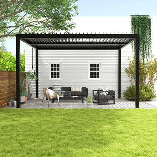 10x13FT / 10x19FT Louvered Pergola with Aluminum Frame and Adjustable Steel or Aluminum Louvers