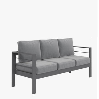 73" All-Weather Aluminum Patio Sofa, 3 Seat Outdoor Couch with Thick Cushions &  Frame