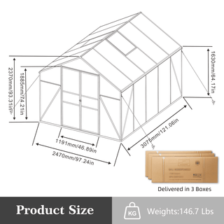 New-Design Walk-In Polycarbonate Greenhouse with Heavy-Duty Aluminum Frame – All-Season Garden & Backyard Greenhouse