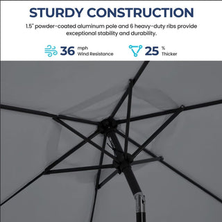 7.5 Ft Black Market Umbrella with Crank Lift & Tilt. UV-Resistant Canopy for Pool, Backyard & Patio Without base