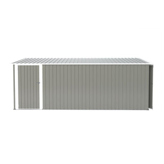 Outdoor Storage Shed 10×14 FT with 3 Lockable Doors,4 Air Vents & Sloped Roof,Utility Tool Shed Metal Storage Garden Sheds Frame and 4 Vents,for Backyard,Patio,Lawn,Light Gre