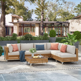 7-Piece Wicker Patio Conversation Set with Thick Cushions & Coffee Table | Outdoor Sectional Sofa for Backyard & Porch