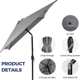 6.5X10 FT Rectangular Patio Umbrella with Crank, Tilt, Polyester UV-Resistant Without base