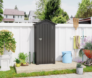 Small Metal Garden Storage Shed, Waterproof Galvanized Steel Tool Shed with Lockable Door