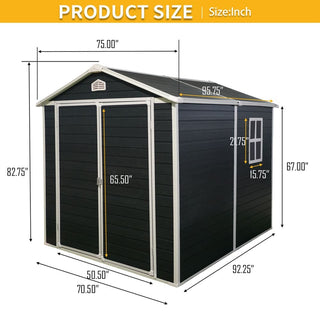 Resin Outdoor Storage Shed Kit, Weatherproof Backyard Organizer for Patio Furniture, Black