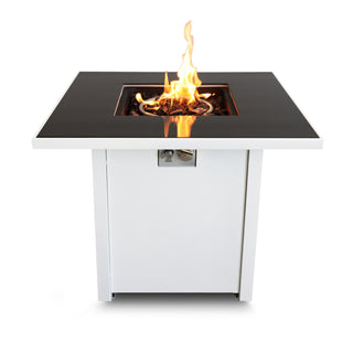 30in White Steel Propane & Natural Gas Fire Pit Table Set – Durable Powder-Coated Finish with Lid, Ideal for Patio, Deck & Backyard Heating
