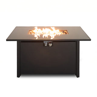 25'' H x 42'' W Steel Outdoor Fire Pit Table with Lid
