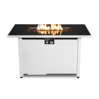 42 W x 25 H Inch Steel Outdoor Propane Fire Pit Table with Lid, 50,000 BTU Patio Heating
