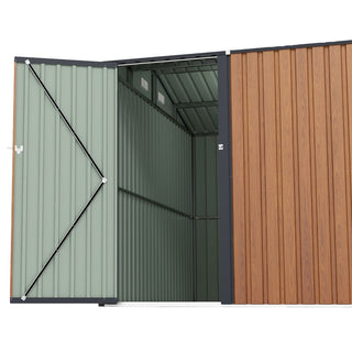 Outdoor Storage Shed 9×11 FT with 3 Lockable Doors,Utility Tool Shed Metal Storage Garden Sheds 4 Vents,Metal Sheds with Galvanized Steel Frame,for Backyard,Patio,Lawn,yellow