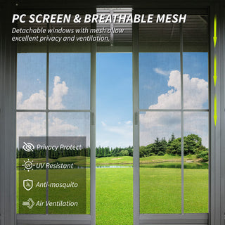 11x21FT Outdoor Sunroom, All Season Solarium Gazebo with Galvanized Steel Roof, Detachable PE Screen, 2 Lockable Sliding Door, Hardtop Gazebo with Netting and Curtains for Patio Deck Garden