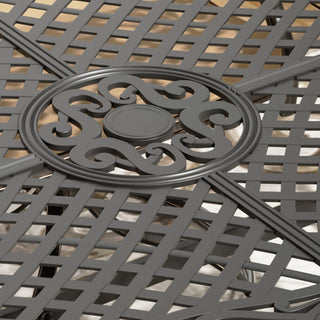 Patio Black Gold Rectangle Cast Aluminum Outdoor Dining Table with Umbrella Hole