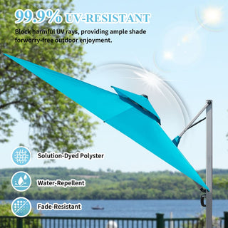 Aluminum Cantilever Patio Umbrella with Tilt Function – Outdoor Offset Market Umbrella for Backyard, Deck & Pool (Base Not Included)