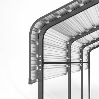 10x15/12x20 FT Heavy Duty Metal Carport with Galvanized Steel Roof and Reinforced Base for Cars, Boats & Trucks