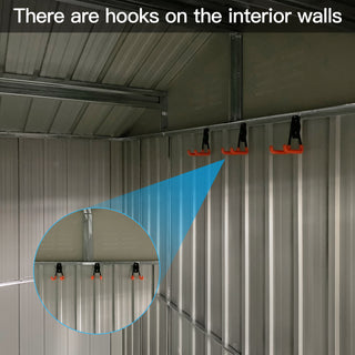 Mondawe 12ft x 10ft Metal Garden Storage Shed with Window, White & Yellow Outdoor Tool Shed for Backyard