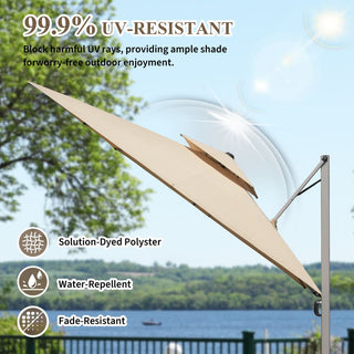 Aluminum Cantilever Patio Umbrella with Tilt Function – Outdoor Offset Market Umbrella for Backyard, Deck & Pool (Base Not Included)
