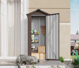 Small Metal Garden Storage Shed, Waterproof Galvanized Steel Tool Shed with Lockable Door