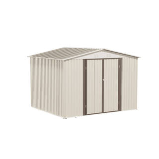 10x8 FT White Aluminum Alloy Garden Shed with Hinge Door, Outdoor Storage Shed for Backyard, Patio