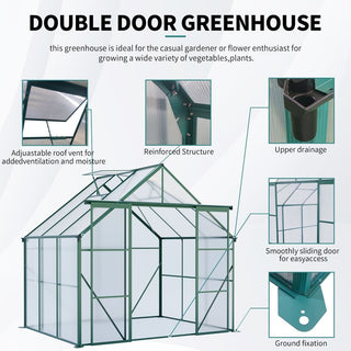 Double Door Polycarbonate Greenhouse Raised Base and Anchor Aluminum Heavy Duty Walk-in Greenhouses for Outdoor Backyard in All Season