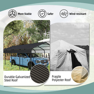 Metal Carport 12×20 Car Port, Outdoor Storage Heavy Duty Metal Canopy Multi-Use Garage Shed for Car and Truck, Carport Kit with Galvanized Steel Roof Building and Frame