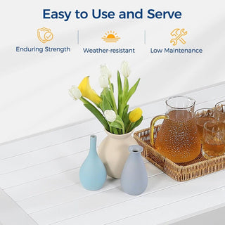 43" All-Weather Aluminum Patio Coffee Table, Modern White/Gray Rectangle Outdoor Table