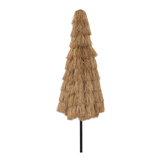 9FT/10FT 2-Tier Thatched Tiki Patio Umbrella with Crank – Natural Color, Beach-Style Sunshade