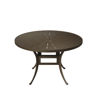 5-Piece Cast Aluminum Patio Dining Set with 4 Textilene Chairs  + 48-Inch Round Table with Umbrella Hole - Weather-Resistant Outdoor Set