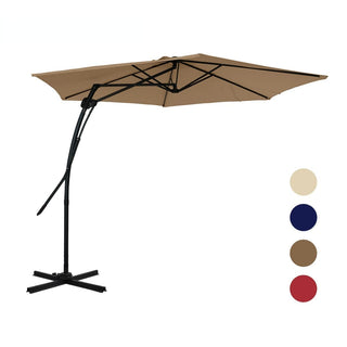 10FT Hexagonal Offset Patio Umbrella with Crank & Tilt, Available in Beige / Navy Blue / Tan / Red