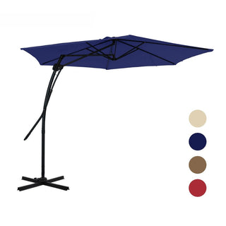10FT Hexagonal Offset Patio Umbrella with Crank & Tilt, Available in Beige / Navy Blue / Tan / Red