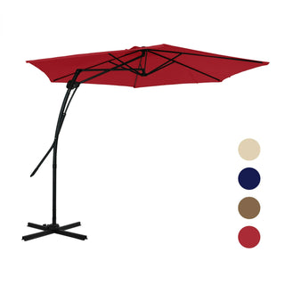10FT Hexagonal Offset Patio Umbrella with Crank & Tilt, Available in Beige / Navy Blue / Tan / Red
