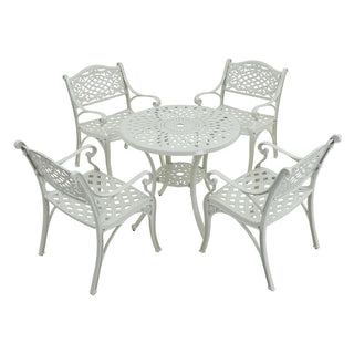 5-Piece Antique Bronze/White Cast Aluminum Outdoor Dining Set with 31" Round Table & 2 Dining Chairs for Patio, Garden & Balcony