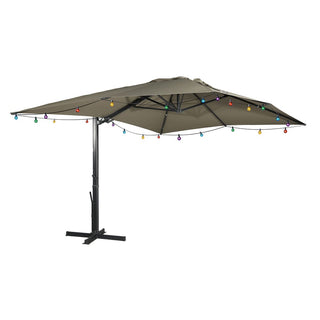 10x13FT Aluminum Cantilever Patio Umbrella with 1100LBS Wheeled Base, 360° Rotation & Stepless Tilt, UV50+ Waterproof Canopy