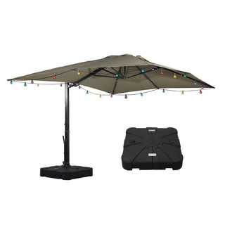 10x13FT Aluminum Cantilever Patio Umbrella with 1100LBS Wheeled Base, 360° Rotation & Stepless Tilt, UV50+ Waterproof Canopy