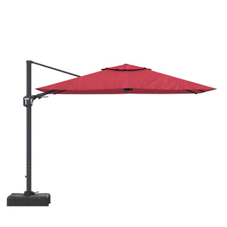 11FT Square Cantilever Patio Umbrella with 360° Rotation & Cross Base – Outdoor Offset Umbrella in Beige, Red, Navy Blue & Gray
