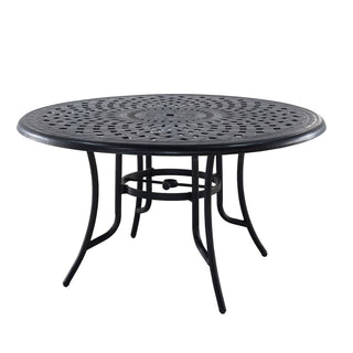 51" Round Cast Aluminum Outdoor Dining Table with Umbrella Hole – Patio Table for Porch & Backyard