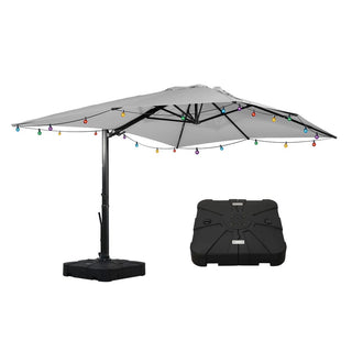 10x13FT Aluminum Cantilever Patio Umbrella with 1100LBS Wheeled Base, 360° Rotation & Stepless Tilt, UV50+ Waterproof Canopy