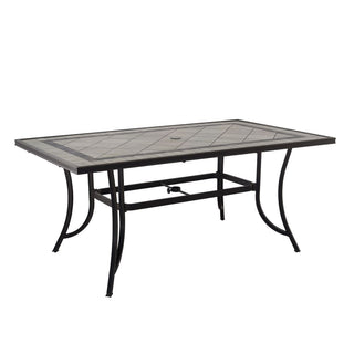 67x40 Inch Aluminum Patio Dining Table in Antique Bronze | Outdoor Rectangle Table for 6 with 2.4" Umbrella Hole