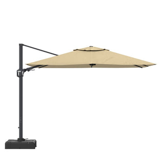 11FT Square Cantilever Patio Umbrella with 360° Rotation & Cross Base – Outdoor Offset Umbrella in Beige, Red, Navy Blue & Gray