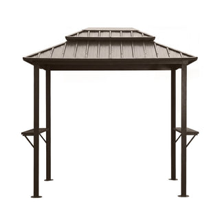 Hardtop Outdoor BBQ Grill Gazebo with Sloped Galvanized Steel Roof, 2 Side Shelves & Ceiling Hooks for Backyard & Patio