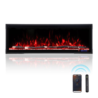 Smart Electric Fireplace with 13 Flame Colors, WiFi & Voice Control, 750W/1500W Heater, LED Ember Bed & Remote