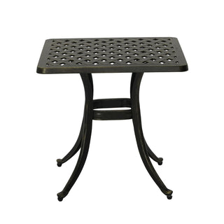 21" Square Lightweight Cast Aluminum Outdoor Side Table, Antique Bronze for Deck, Lawn & Garden