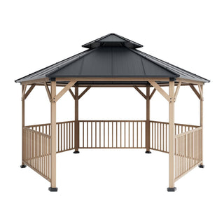 Hexagon Hardtop Gazebo with Solar LED Light – Modern Outdoor Patio Gazebo for Backyard