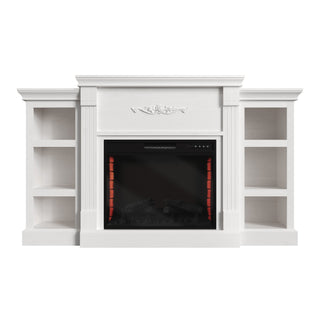 70.2 Inch W Brown/White MDF Wood TV Stand with Fan-forced Electric